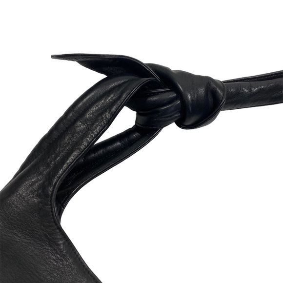 LUPO Slouchy Knotted Strap Oversized Hobo Black Leather Bag - Picture 8 of 9